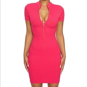 Naked Wardrobe Zipped and Snatched pink mini dress